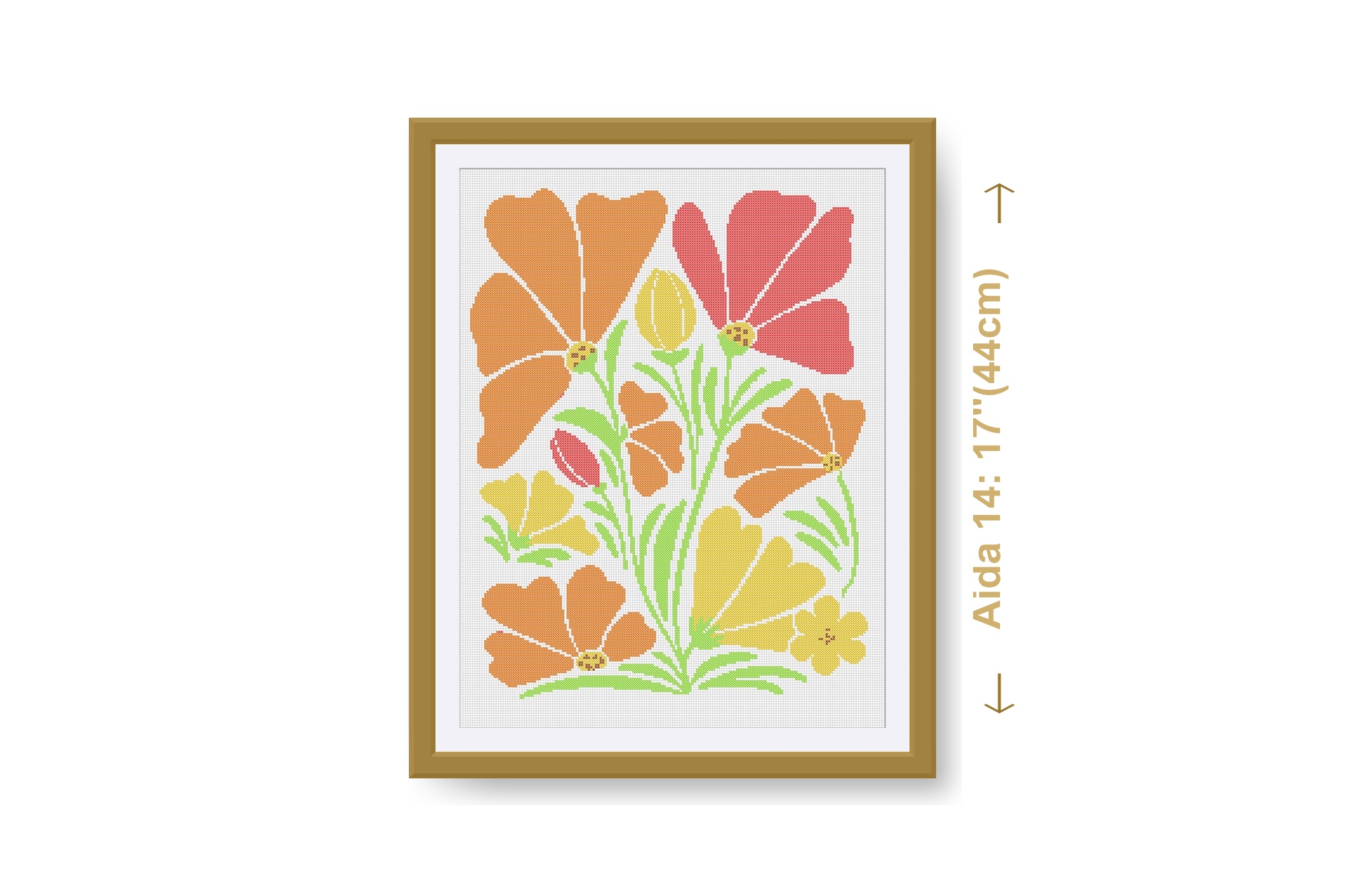 Red and Orange Flowers cross stitch pattern