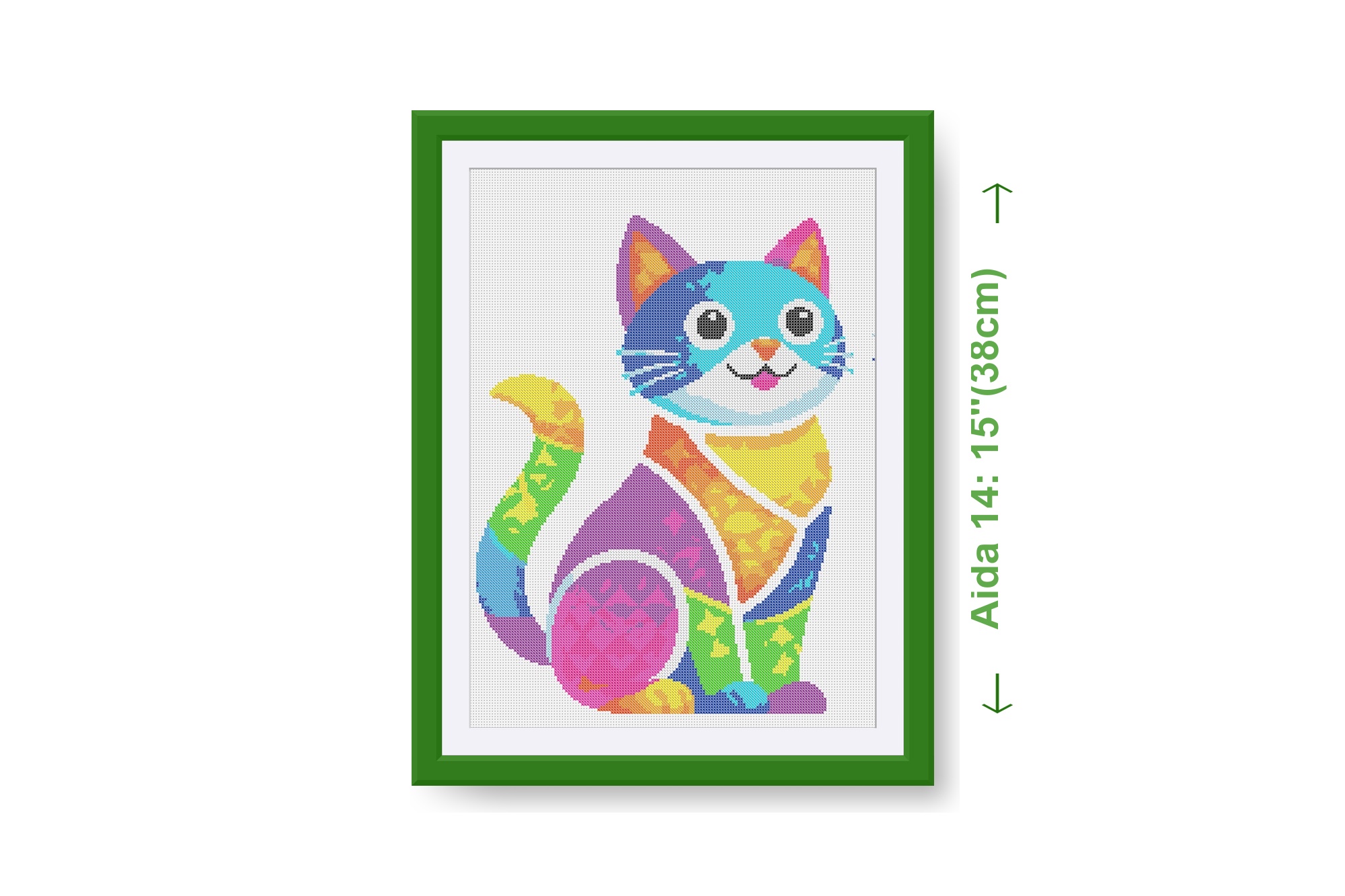 Colored Cat cross stitch pattern
